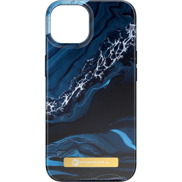 Forcell F-PROTECT Mirage (Ocean Marble) MagSafe-kompatibilis tok iPhone 15 Pro - kék