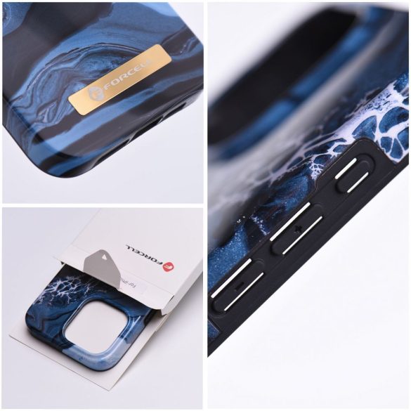 Forcell F-PROTECT Mirage (Ocean Marble) MagSafe-kompatibilis tok iPhone 15 Pro - kék