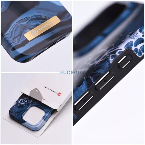 Forcell F-PROTECT Mirage (Ocean Marble) MagSafe-kompatibilis tok iPhone 15 Plus - kék