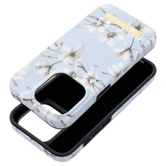 Forcell F-PROTECT Mirage (Spring Flowers) MagSafe-kompatibilis tok iPhone 14 Plus - kék