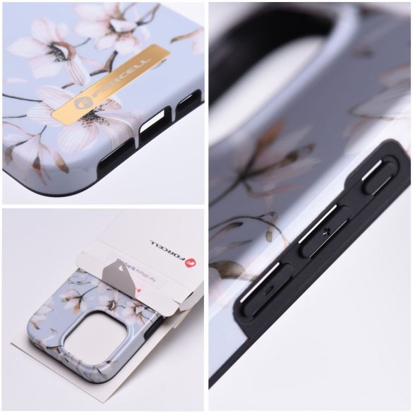 Forcell F-PROTECT Mirage (Spring Flowers) MagSafe-kompatibilis tok iPhone 14 Plus - kék