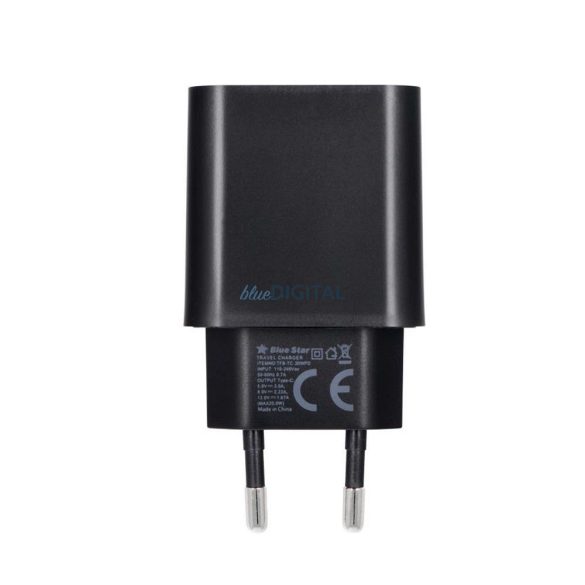 Blue Star hálózati töltő 1xUSB-C csatlakozóval és Type-C - Type-C kábellel - 3A 20W PD, QC 4.0