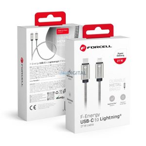 Forcell C238 Type-C - Lightning kábel 27W 1m ezüst színű