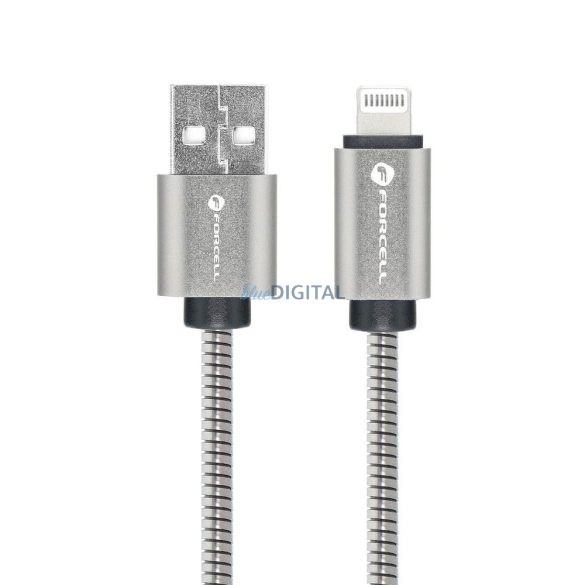 Forcell C236 USB-A - Lightning kábel 2.4A 12W 1m ezüst színű