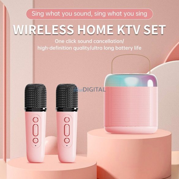 OEM Y1 LED-es Bluetooth hangszóró mikrofonnal - rózsaszín