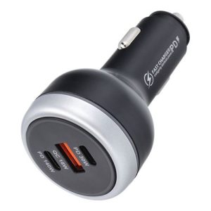 Autós töltő 1xUSB-A és 2xUSB-C csatlakozással 191W - fekete