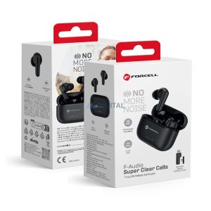 Forcell F-Audio Super Clear Calls TWS bluetooth vezeték nélküli fülhallgató ANC+ENC, bluetooth adapterrel - fekete