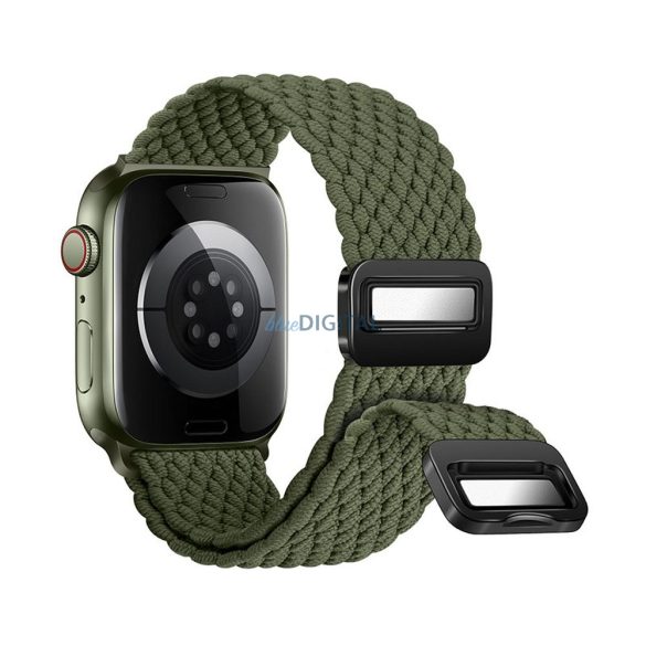 Forcell F-Design FA2 fonott mágneses csereszíj Apple Watch 42 / 44 / 45 / 49 mm - sötét olívazöld