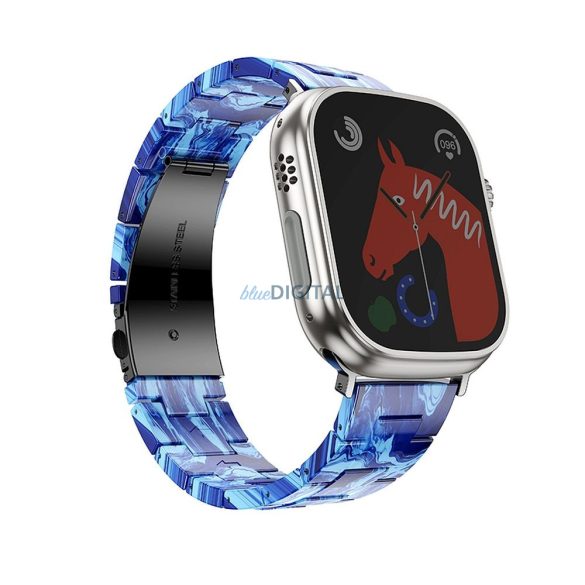 Forcell F-Design FA4 márványmintás csereszíj Apple Watch 42 / 44 / 45 / 49 mm - kék