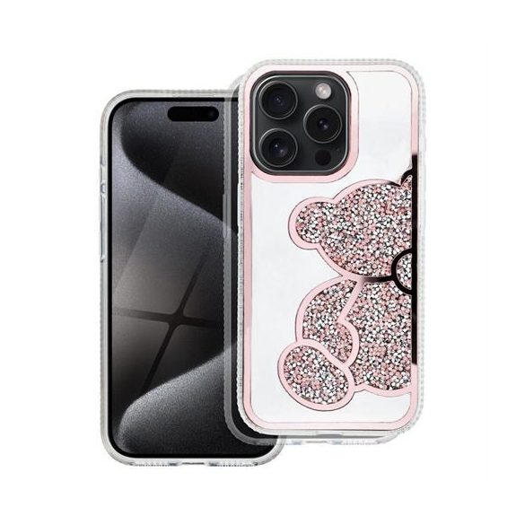 TEDDY BEAR tok iPhone 15 Pro - rózsaszínű