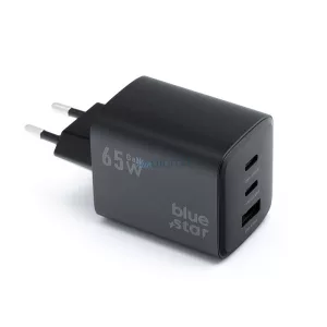 BLUE STAR VT-43 GaN hálózati töltő 4A 65W 2x Type-C + USB-A PD QC4.0 - fekete