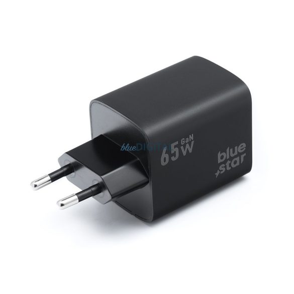 Blue Star VT-43 hálózati töltő 1xUSB-A és 2xUSB-C csatlakozással 65W 4A PD QC4.0 - fekete