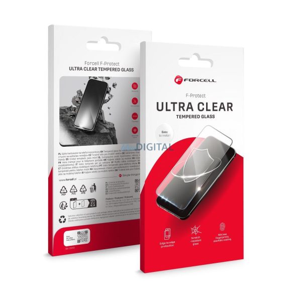 Forcell Ultra Clear Glass edzett üveg fekete szegéllyel iPhone 14 Pro Max