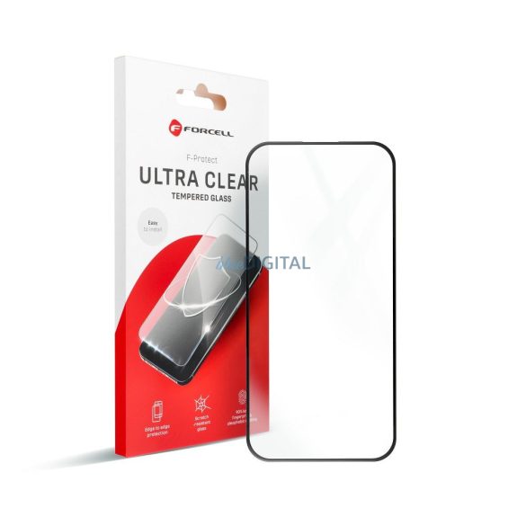 Forcell Ultra Clear Glass edzett üveg fekete szegéllyel iPhone 14 Pro Max