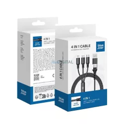   Blue Star C172 USB-A/Type-C - Type-C/Lightning/micro USB kábel 2.4A 12W 1.2m - fekete