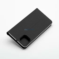 LUNA BOOK CARBON könyvtok iPhone 16 Plus - fekete