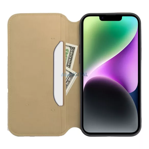 DUAL POCKET könyvtok iPhone 16 Plus - arany színű
