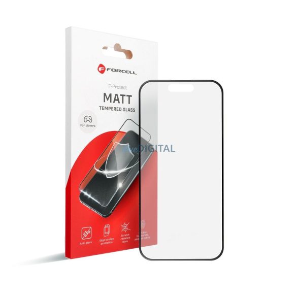 Forcell Matt Glass edzett üveg fekete szegéllyel iPhone 15 Plus