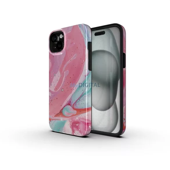 FORCELL F-PROTECT Mirage, katonai csepp-tesztelt tok kompatibilis a MagSafe-val IPHONE 16 PRO MAX rózsaszín márványhoz