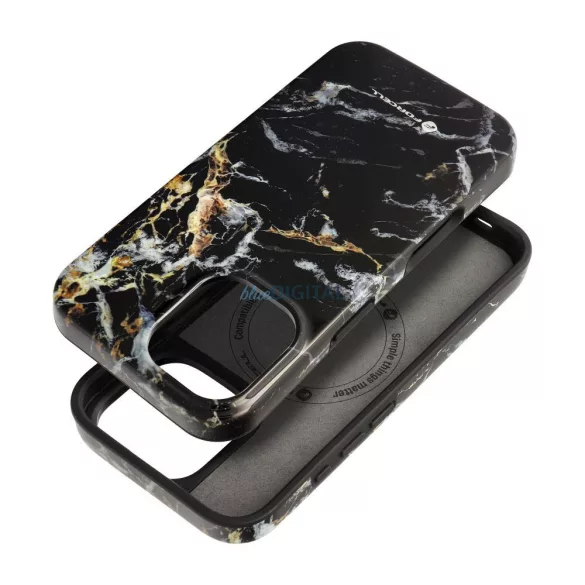 FORCELL F-PROTECT Mirage, katonai csepp-tesztelt tok kompatibilis MagSafe az IPHONE 16 fekete márványhoz