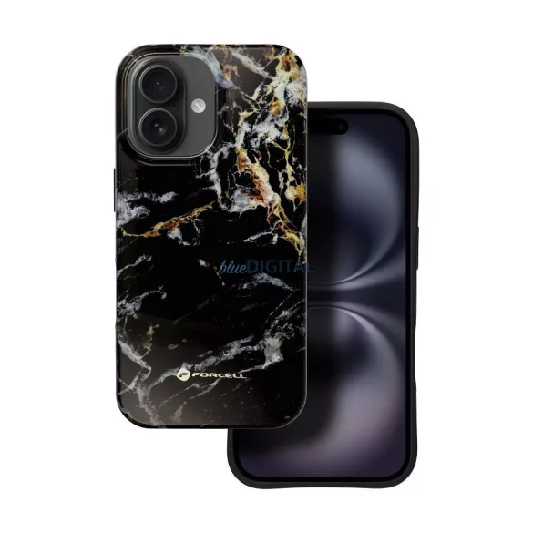 FORCELL F-PROTECT Mirage, katonai csepp-tesztelt tok kompatibilis MagSafe az IPHONE 16 fekete márványhoz