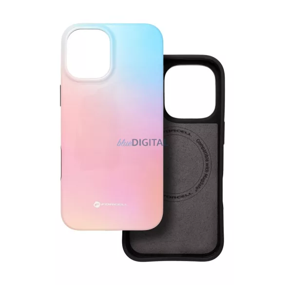 FORCELL F-PROTECT Mirage, katonai csepp-tesztelt tok kompatibilis MagSafe az IPHONE 16 PLUS-hoz rózsaszín kék