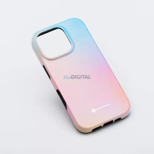 FORCELL F-PROTECT Mirage, katonai csepp-tesztelt tok kompatibilis MagSafe az IPHONE 16 PLUS-hoz rózsaszín kék
