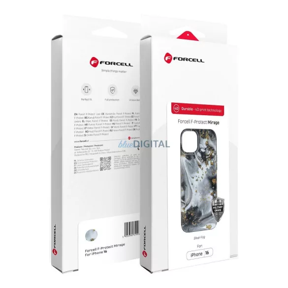 FORCELL F-PROTECT Mirage, Katonai csepp-tesztelt tok kompatibilis MagSafe az IPHONE 16 ezüst ködhöz