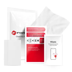 Cleaning kit LCD's-hez Forcell 4in1 (wet és dry cloth, scratch card, dust stickers)