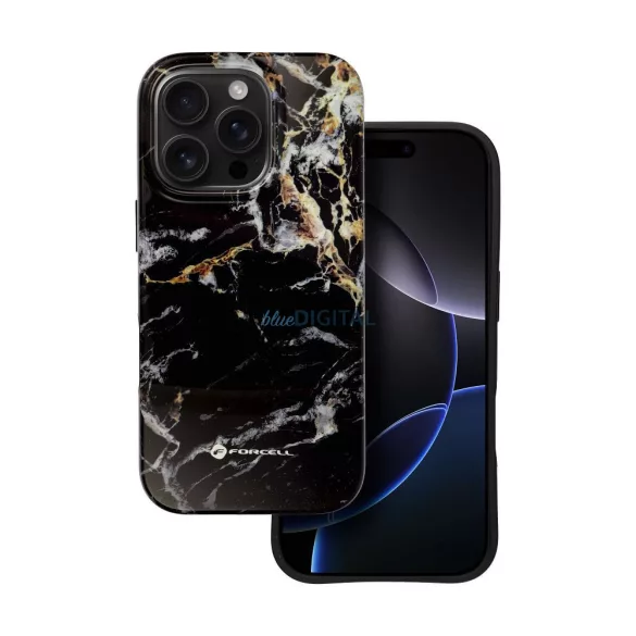 FORCELL F-PROTECT Mirage, katonai csepp-tesztelt tok kompatibilis MagSafe az IPHONE 15 fekete márványhoz