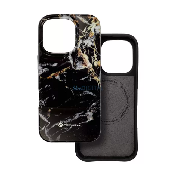 FORCELL F-PROTECT Mirage, katonai csepp-tesztelt tok kompatibilis MagSafe az IPHONE 15 fekete márványhoz