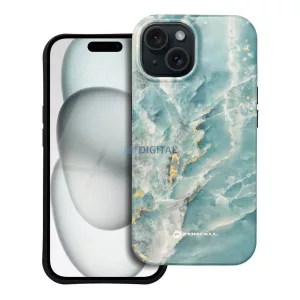 FORCELL F-PROTECT Mirage, Katonai csepp-tesztelt tok kompatibilis MagSafe az IPHONE 15 zöld márványhoz