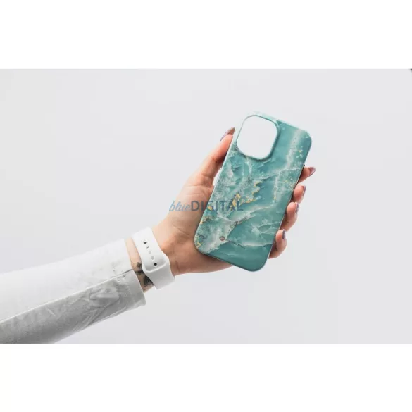 FORCELL F-PROTECT Mirage, Katonai csepp-tesztelt tok kompatibilis MagSafe az IPHONE 15 zöld márványhoz