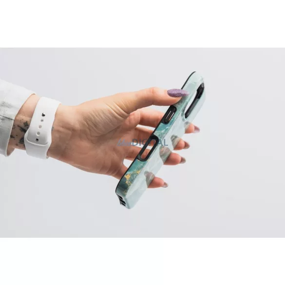 FORCELL F-PROTECT Mirage, Katonai csepp-tesztelt tok kompatibilis MagSafe az IPHONE 15 zöld márványhoz