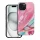 FORCELL F-PROTECT Mirage, katonai csepp-tesztelt tok kompatibilis MagSafe az IPHONE 15 rózsaszín márványhoz