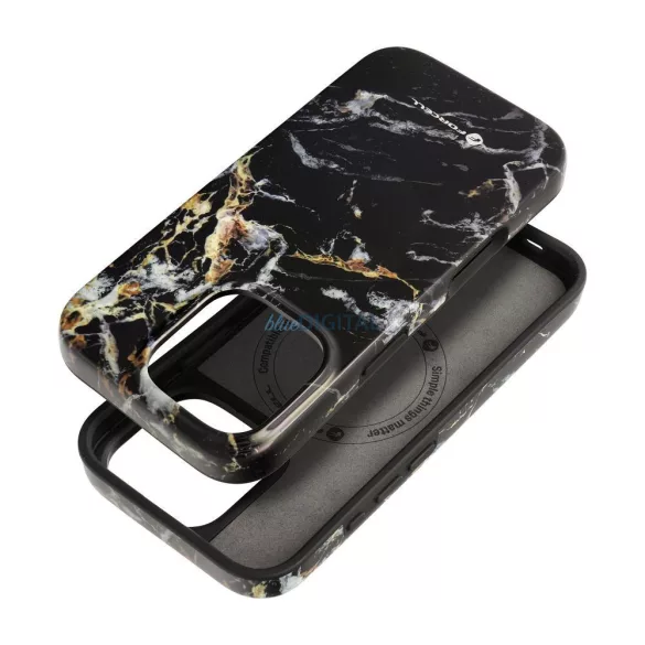 FORCELL F-PROTECT Mirage, katonai csepp-tesztelt tok kompatibilis MagSafe az IPHONE 15 PRO fekete márványhoz