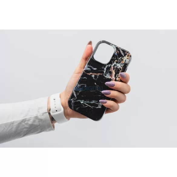 FORCELL F-PROTECT Mirage, katonai csepp-tesztelt tok kompatibilis MagSafe az IPHONE 15 PRO fekete márványhoz