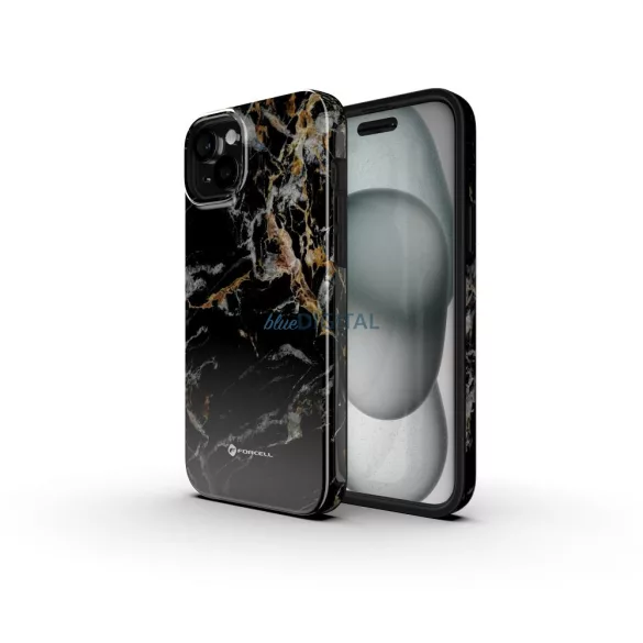 FORCELL F-PROTECT Mirage, katonai csepp-tesztelt tok kompatibilis MagSafe az IPHONE 15 PRO fekete márványhoz