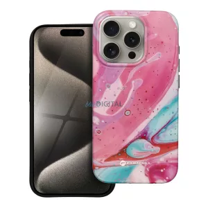 FORCELL F-PROTECT Mirage, katonai csepp-tesztelt tok kompatibilis MagSafe az IPHONE 15 PRO rózsaszín márványhoz