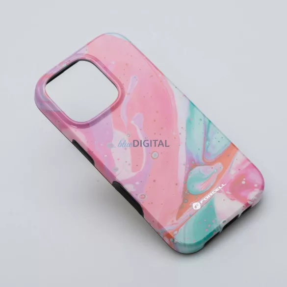 FORCELL F-PROTECT Mirage, katonai csepp-tesztelt tok kompatibilis MagSafe az IPHONE 15 PRO rózsaszín márványhoz