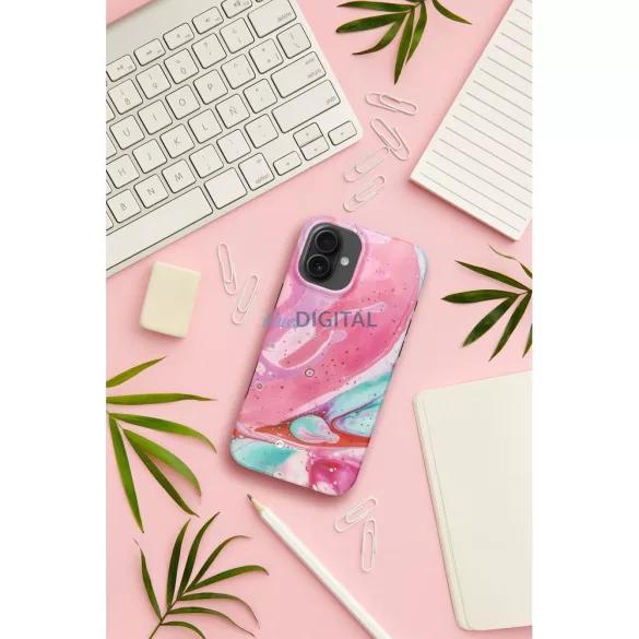 FORCELL F-PROTECT Mirage, katonai csepp-tesztelt tok kompatibilis MagSafe az IPHONE 15 PRO rózsaszín márványhoz