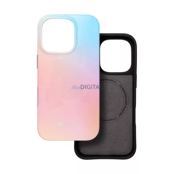 FORCELL F-PROTECT Mirage, katonai csepp-tesztelt tok kompatibilis MagSafe az IPHONE 15 PRO-hoz rózsaszín kék