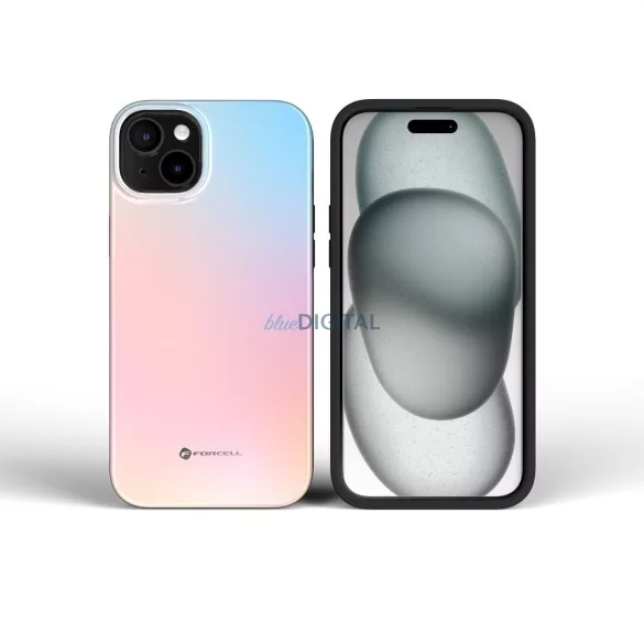 FORCELL F-PROTECT Mirage, katonai csepp-tesztelt tok kompatibilis MagSafe az IPHONE 15 PRO-hoz rózsaszín kék
