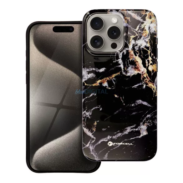 FORCELL F-PROTECT Mirage, katonai csepp-tesztelt tok kompatibilis MagSafe az IPHONE 15 PRO MAX fekete márványhoz