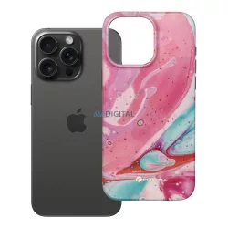   FORCELL F-PROTECT Mirage, katonai csepp-tesztelt tok kompatibilis a MagSafe-val IPHONE 15 PRO MAX rózsaszín márványhoz