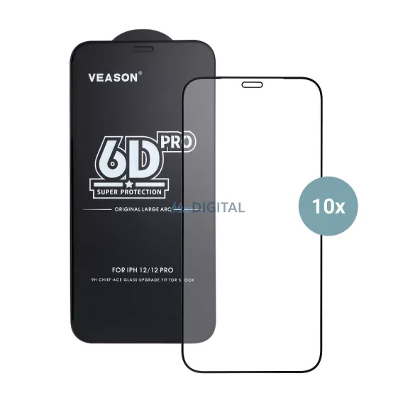 6D Pro Veason üveg (10 az 1-ben készlet) – iPhone 13 Pro Max / 14 Plus készülékekhez, fekete