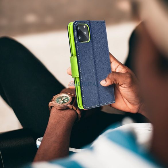 FANCY könyvtok Motorola Moto G75 - tengerészkék-limezöld