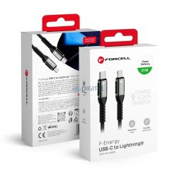   Forcell C259 F-ENERGY Type-C - Lightning kábel 27W 3A PD 2m - fekete