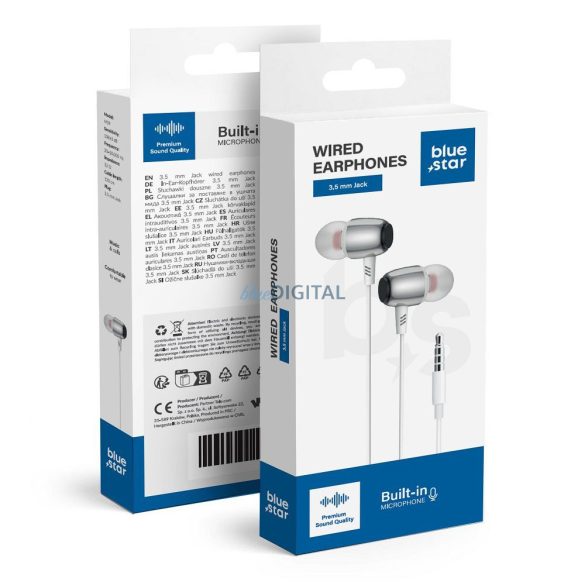 Blue Star M09 vezetékes fülhallgató mikrofonnal 3.5mm jack csatlakozóval - fehér