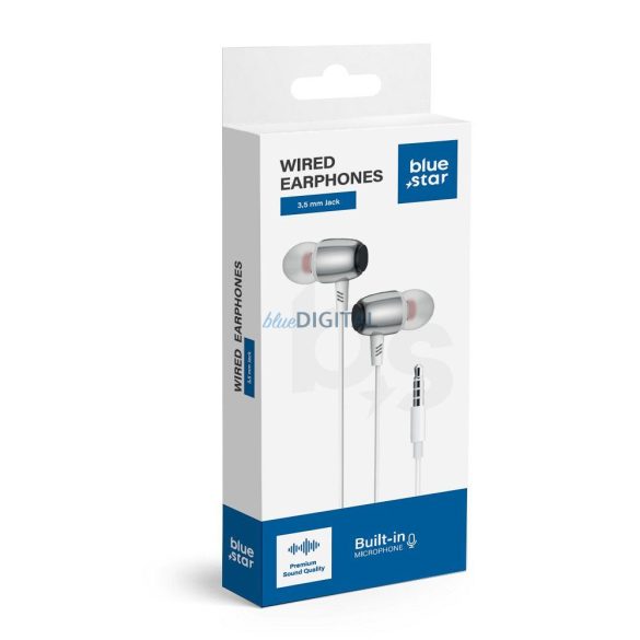 Blue Star M09 vezetékes fülhallgató mikrofonnal 3.5mm jack csatlakozóval - fehér